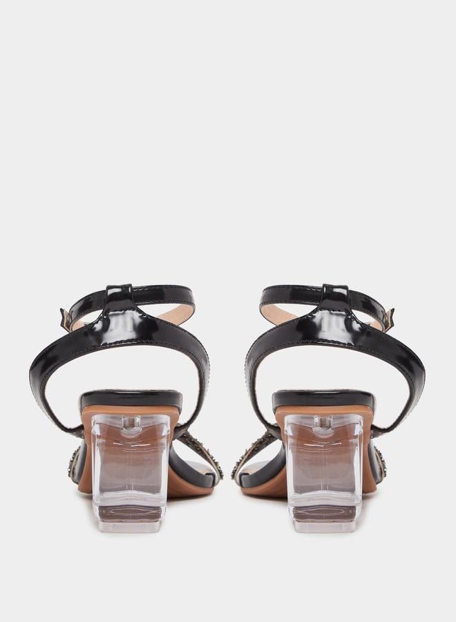 Take Two Embellished Ankle Strap Transparent Heel Sandals by Styli - Image 4