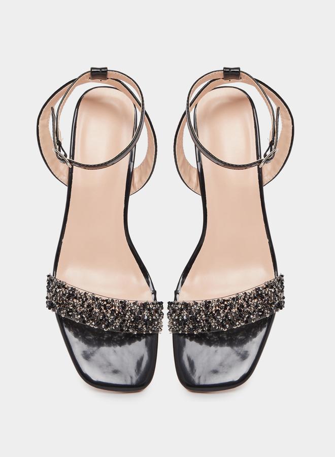 Take Two Embellished Ankle Strap Transparent Heel Sandals by Styli - Image 5