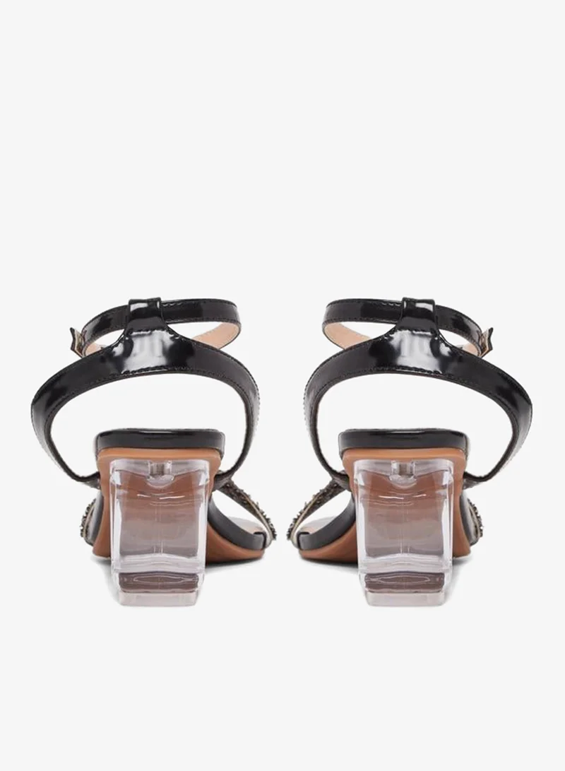 Take Two  Embellished Ankle Strap Transparent Heel Sandals for Women | Best Price UAE