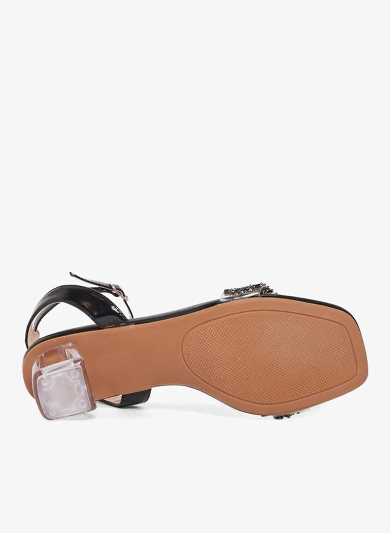 Take Two  Embellished Ankle Strap Transparent Heel Sandals for Women | Best Price UAE