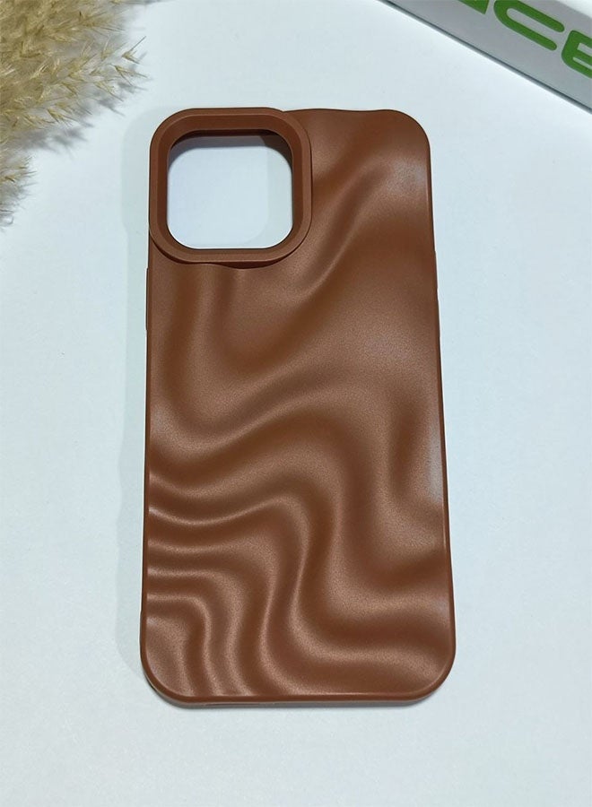 Premium Matte Case Compatible with iPhone 12 Pro Max, Featuring a 3D Wave Design, Durable Material for Shock and Scratch Protection, a Comfortable Feel, and a Stylish Look - Brown - Image 3