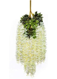 Home Buy HOME BUY Artificial Wisteria Decoration Flowers Outdoor, Festivals, Christmas, Diwali, ganpati, Home,Party,Wedding,Baby Shower,for Garland Long Hanging Decor -White (Pack of 12)  - Image 2