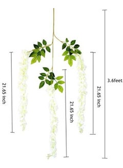 Home Buy HOME BUY Artificial Wisteria Decoration Flowers Outdoor, Festivals, Christmas, Diwali, ganpati, Home,Party,Wedding,Baby Shower,for Garland Long Hanging Decor -White (Pack of 12)  - Image 3