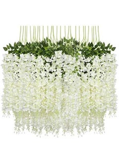 Home Buy HOME BUY Artificial Wisteria Decoration Flowers Outdoor, Festivals, Christmas, Diwali, ganpati, Home,Party,Wedding,Baby Shower,for Garland Long Hanging Decor -White (Pack of 12)  - Image 1