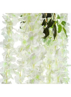 Home Buy HOME BUY Artificial Wisteria Decoration Flowers Outdoor, Festivals, Christmas, Diwali, ganpati, Home,Party,Wedding,Baby Shower,for Garland Long Hanging Decor -White (Pack of 12)  - Image 4