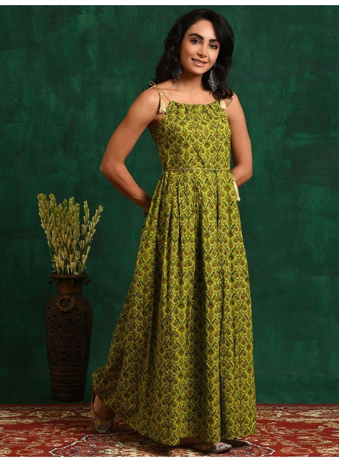 AKS Green Foil printed Maxi Dress  - Image 3