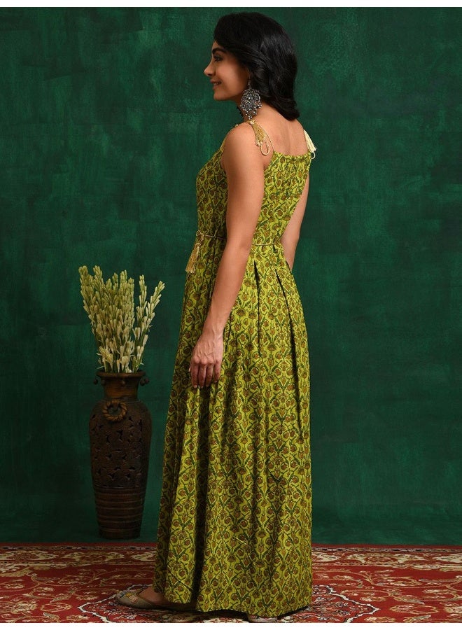 AKS Green Foil printed Maxi Dress  - Image 4