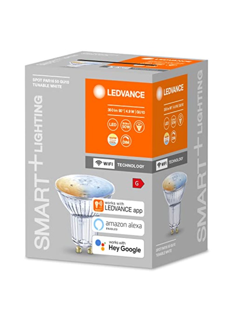 LEDVANCE - LEDVANCE Smart LED Reflector Lamp with WiFi Technology, Base: GU10, Tunable White (2700-6500K), Dimmable, Replaces Reflector Lamps with 40 W, SMART+ WiFi SPOT GU10 Tunable White, 1-Pack - Image 1