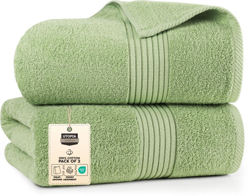 Utopia Towels Bath Sheets 2 Pack, 35x70 Inches, Extra Large Shower Towels, 100% Ring Spun Cotton, Soft and Absorbent, Bath Towel Large, Towel Set, Sage Green - Image 1