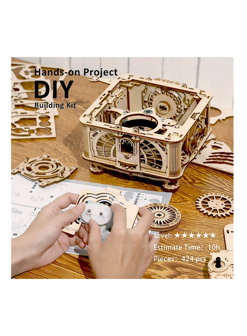 3D Wooden Puzzles Gramophone for Adults - DIY Mechanical Model Kit 1:1 Replica Record Player Support 7" Vinyl Premium Gift Home Decor - Image 4