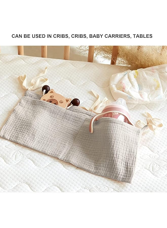 Baby Diaper Caddy Organizer Bedside Hanging Storage Bag With 2 Pockets Multi Functional Stacker For Crib Nursery Organizer And Accessories  - Image 5