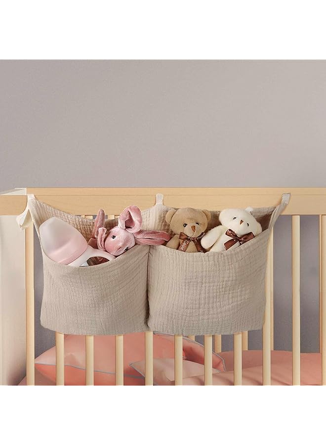 Baby Diaper Caddy Organizer Bedside Hanging Storage Bag With 2 Pockets Multi Functional Stacker For Crib Nursery Organizer And Accessories  - Image 1