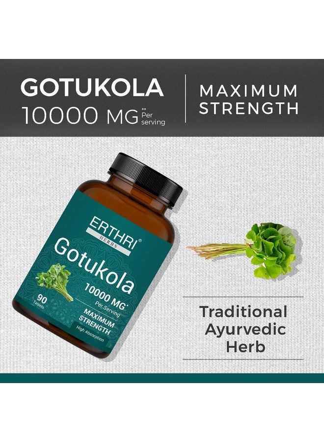 ERTHRI 100% Organic Gotu Kola Tablets 10,000mg, 90 Count,Vegan & Gluten-Free Herbal Supplement, No Added Colors, Flavors, & Preservatives, 90 Tablets - Image 2