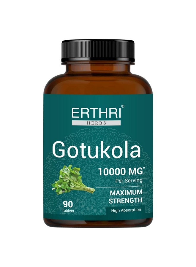 ERTHRI 100% Organic Gotu Kola Tablets 10,000mg, 90 Count,Vegan & Gluten-Free Herbal Supplement, No Added Colors, Flavors, & Preservatives, 90 Tablets - Image 1