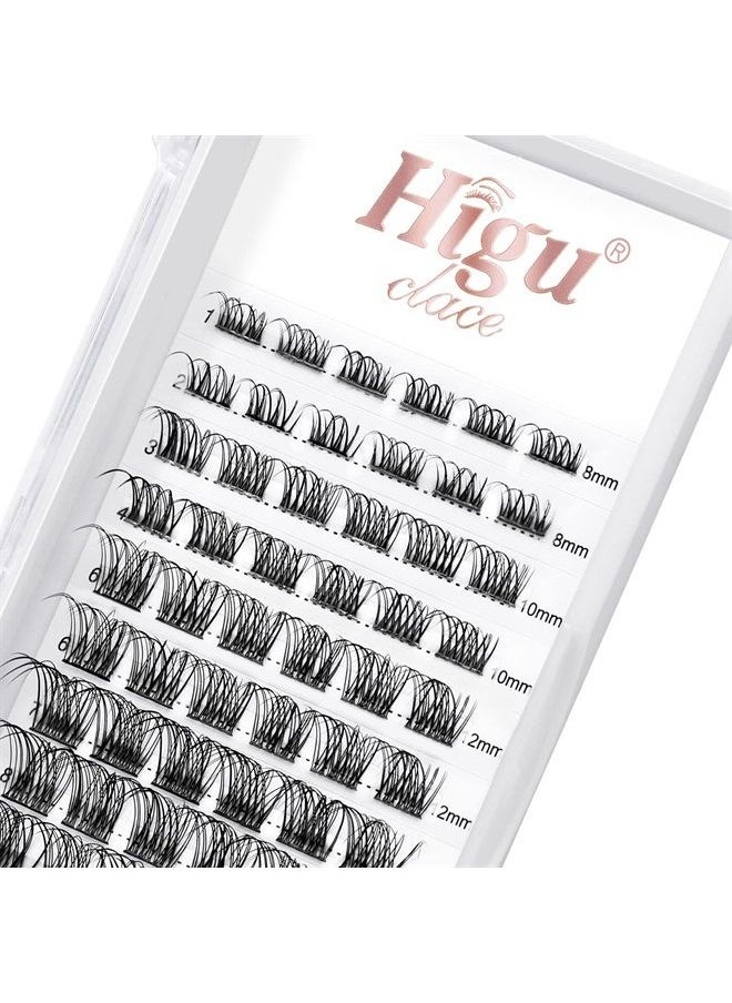 Higu clace - 72 Pcs Lash Clusters DIY Eyelash Extension C Curl 12mm Wide Stem Cluster Lashes Individual Lashes Cluster Lashes Wisps Reusable Black Super Thin Band Lash Extension at Home (Nature R-04 C 12mm) - Image 1