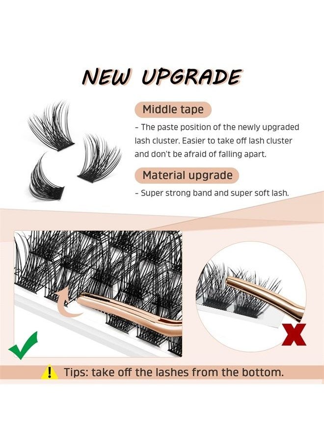 Higu clace - 72 Pcs Lash Clusters DIY Eyelash Extension C Curl 12mm Wide Stem Cluster Lashes Individual Lashes Cluster Lashes Wisps Reusable Black Super Thin Band Lash Extension at Home (Nature R-04 C 12mm) - Image 1