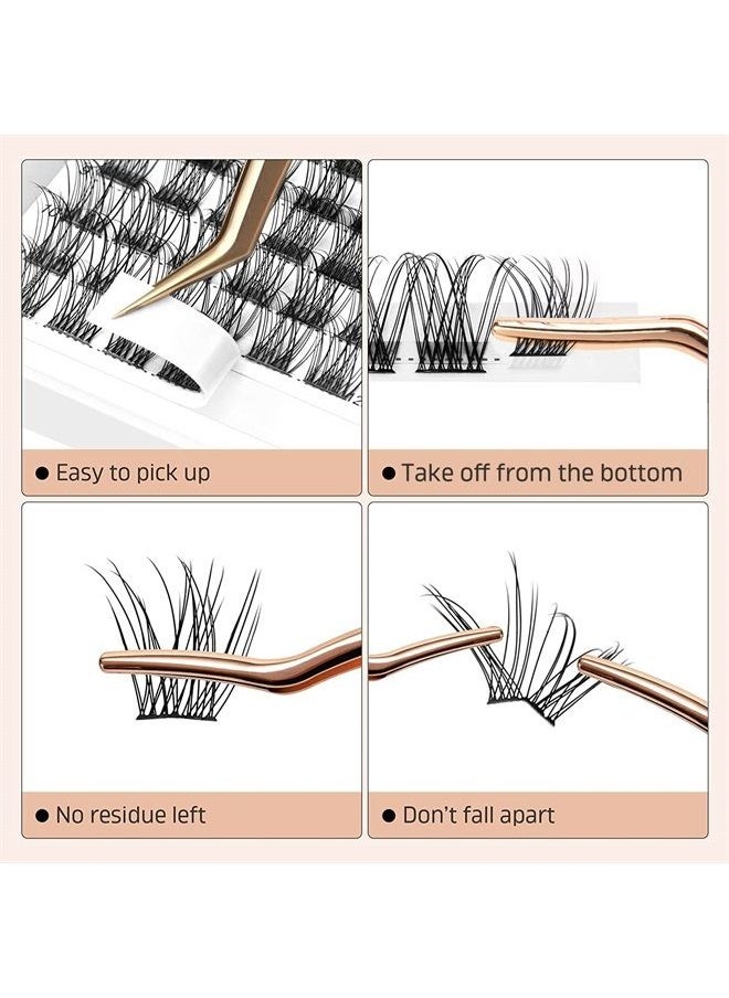 Higu clace - 72 Pcs Lash Clusters DIY Eyelash Extension C Curl 12mm Wide Stem Cluster Lashes Individual Lashes Cluster Lashes Wisps Reusable Black Super Thin Band Lash Extension at Home (Nature R-04 C 12mm) - Image 1
