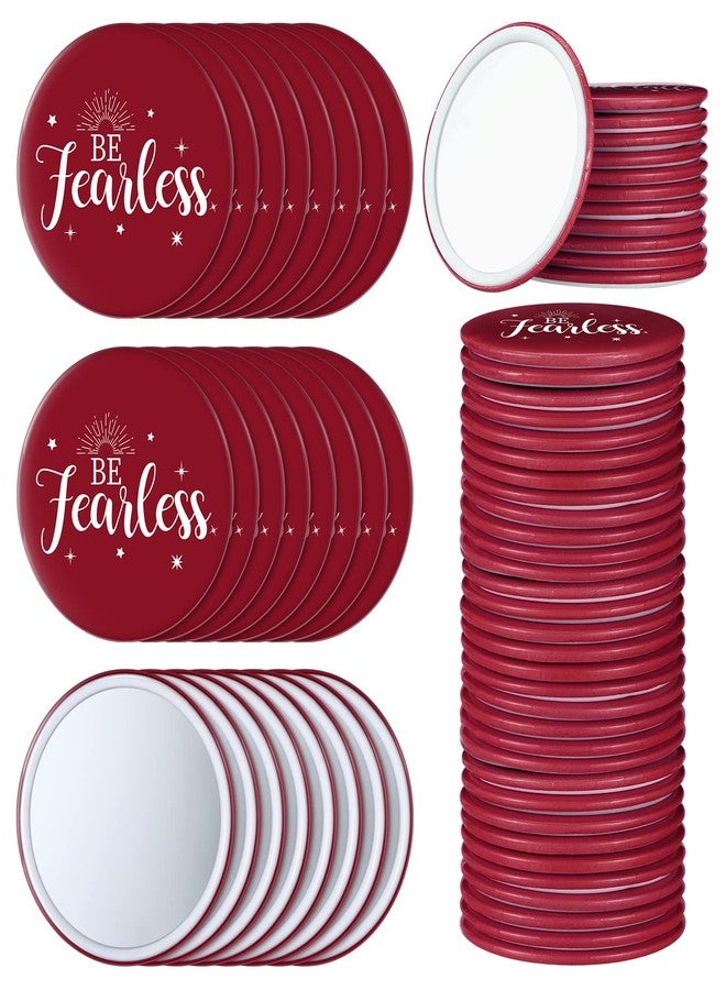 Hoolerry 48 Pcs Red Inspirational Compact Mirror Bulk 2.8 Inch Round Makeup Glass Mirror Positive Personal Purse Pocket Mirror Small Portable Travel Mirror for Employee Coworker Staff Thank You Gifts - Image 1