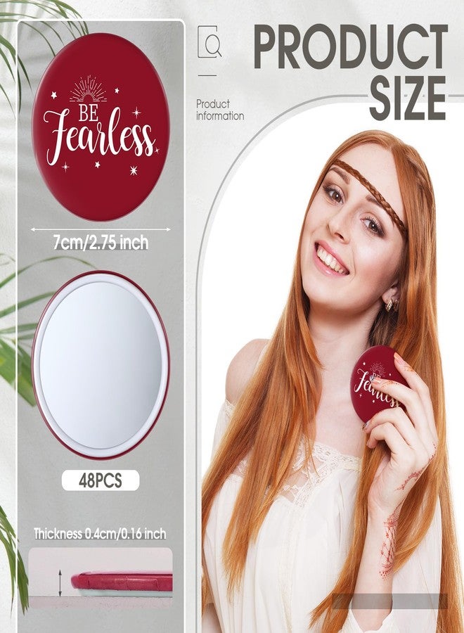 Hoolerry 48 Pcs Red Inspirational Compact Mirror Bulk 2.8 Inch Round Makeup Glass Mirror Positive Personal Purse Pocket Mirror Small Portable Travel Mirror for Employee Coworker Staff Thank You Gifts - Image 2
