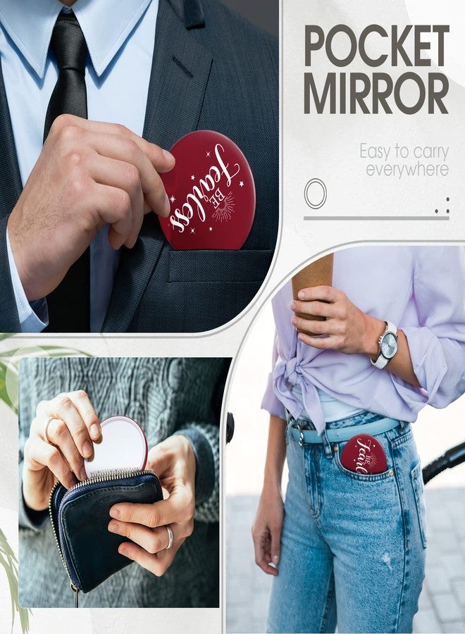 Hoolerry 48 Pcs Red Inspirational Compact Mirror Bulk 2.8 Inch Round Makeup Glass Mirror Positive Personal Purse Pocket Mirror Small Portable Travel Mirror for Employee Coworker Staff Thank You Gifts - Image 4