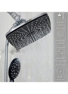 11.8 Rectangle Inch High Pressure Rain Shower Head, Shower Heads with 6 Modes Handheld Spray Combo, Wide shower with 70" Hose , Adjustable Dual Showerhead with Anti-Clog Nozzles, Chrome - pzsku/ZE0B7301466432F5868AAZ/45/_/1732188283/9eed987b-8f0c-406f-ae26-c08e168caf49