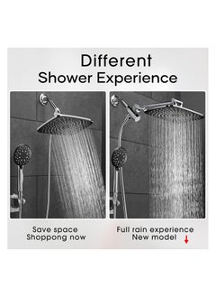 11.8 Rectangle Inch High Pressure Rain Shower Head, Shower Heads with 6 Modes Handheld Spray Combo, Wide shower with 70" Hose , Adjustable Dual Showerhead with Anti-Clog Nozzles, Chrome - pzsku/ZE0B7301466432F5868AAZ/45/_/1732188293/a8a81f09-8e23-4f08-bc4c-3884357b6fea