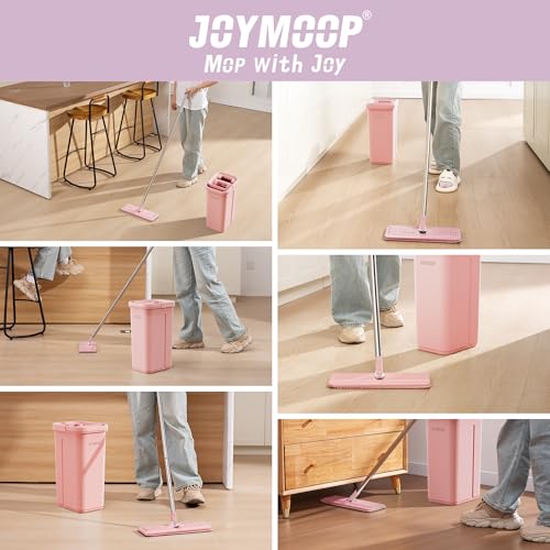 JOYMOOP Pink Mop and Bucket with Wringer Set for Home, with 3 Reusable Microfiber Mop Pads, Hands-Free Self-Cleaning System, Suitable for Floor Cleaning and Wall Cleaner - Image 5
