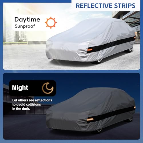 Holthly 10 Layers Car Cover Custom Fit for Dodge Charger (2006-2024) Waterproof All Weather for Automobiles, Outdoor Full Cover Rain Sun UV Protection.Silver - Image 5