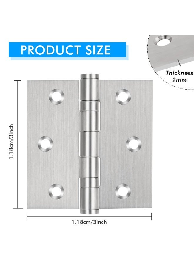 jaexest 304 Stainless Steel Door Hinges – 3″ x 3″ Ball Bearing Hinges with Square Corners – Residential Hinges for Window, Cabinet, Home Furniture, Closet – Box Pack of 3 – Silver - Image 4