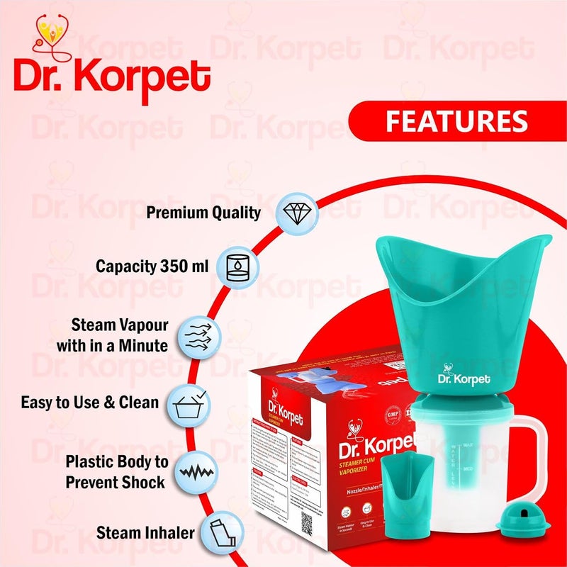 Dr. Korpet 3 in 1 vaporizer steamer for cough,cold and facial, inhaler & steamer for cold and cough (Green) - Image 5