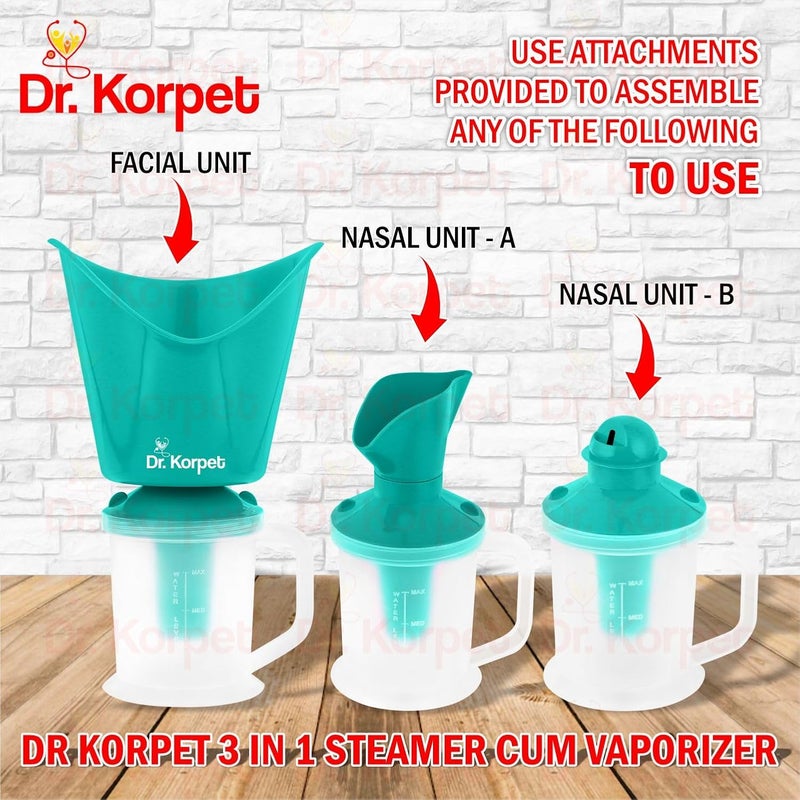 Dr. Korpet 3 in 1 vaporizer steamer for cough,cold and facial, inhaler & steamer for cold and cough (Green) - Image 2