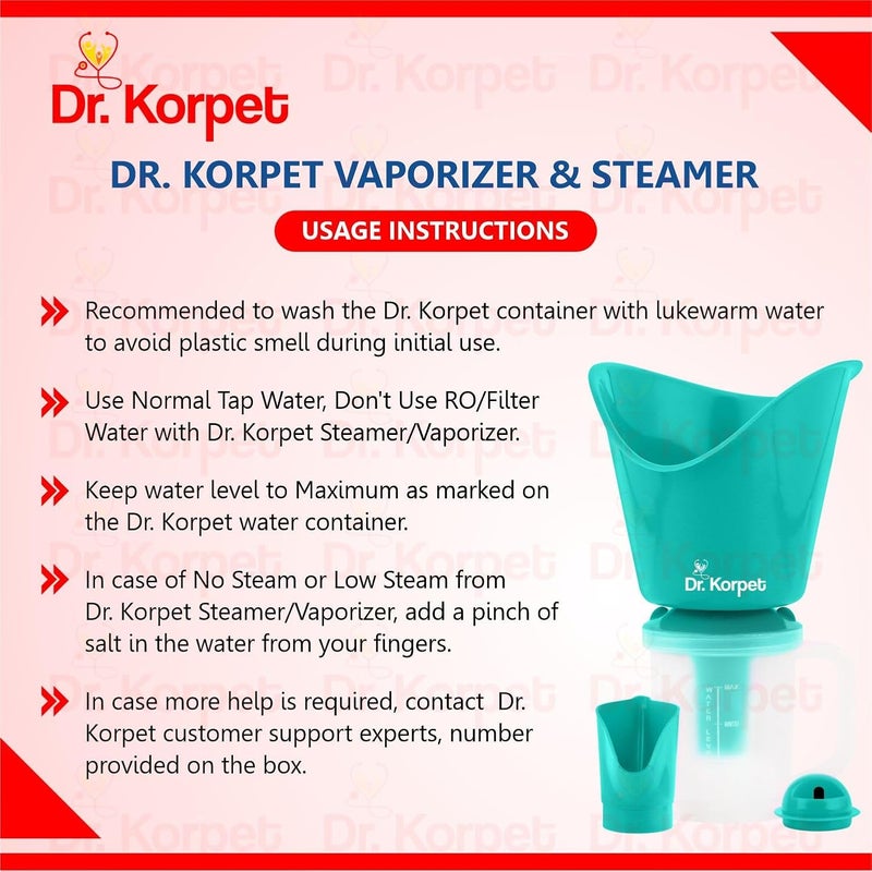 Dr. Korpet 3 in 1 vaporizer steamer for cough,cold and facial, inhaler & steamer for cold and cough (Green) - Image 3