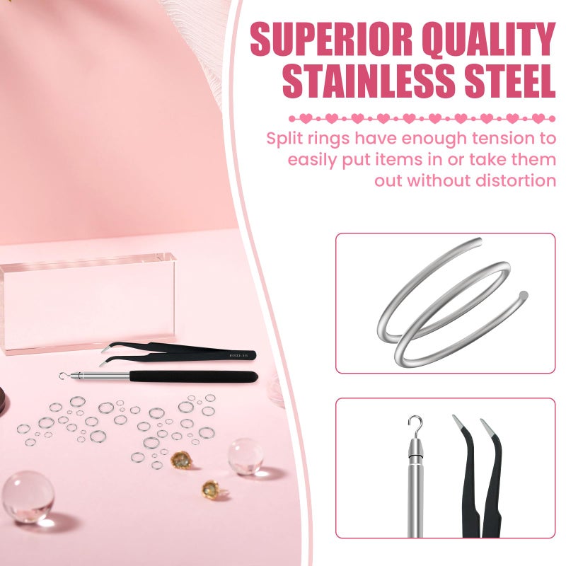 MARRTEUM 500 Pcs Double Open Jump Rings Kit, Stainless Steel Mini Round Split Craft Jump Keychains Key Ring with Double Loops Connectors for Jewelry Making, Bracelets Necklace Repair, DIY (4, 6, 8, 10, 12mm) - Image 3