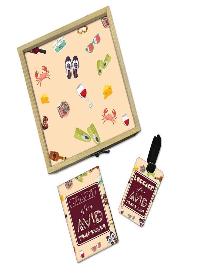 Nutcase Designer Passport Holder for Men Women Passport Cover Luggage Tag Wooden Gift Box Set - Traveller - Image 4