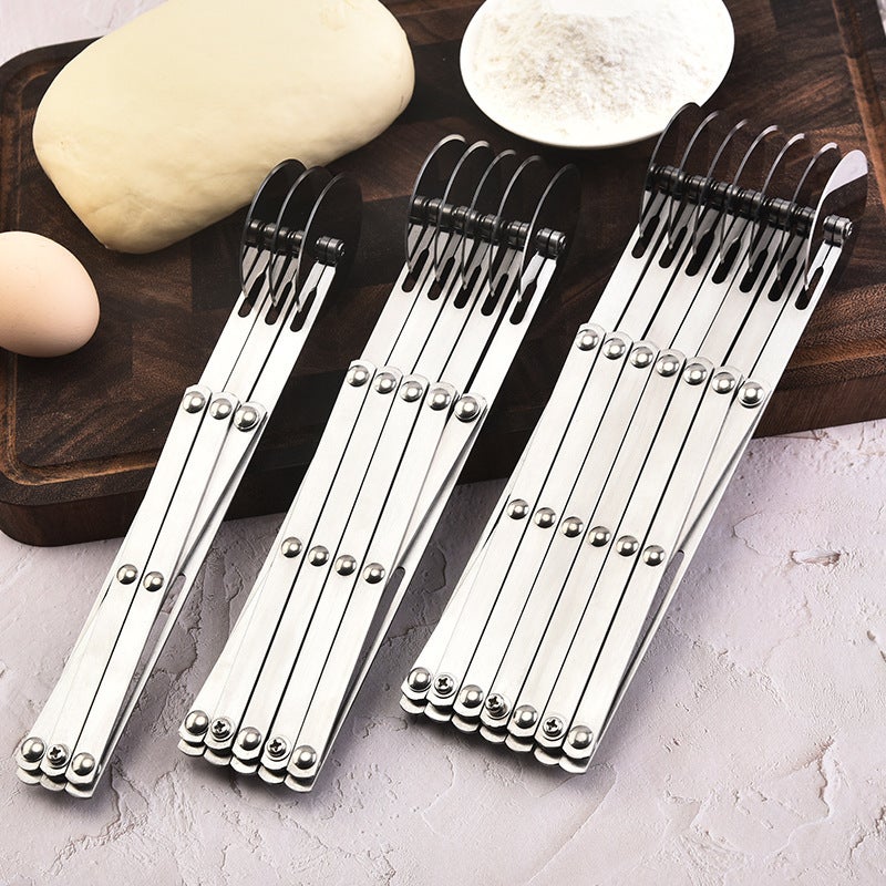 Multi-function pizza knife retractable multi-wheel oil stick knife roller knife pancake cutter single-head stainless steel noodle cutter in stock(Five-wheel pizza cutter cowhide box, Stainless steel primary color) - Image 3