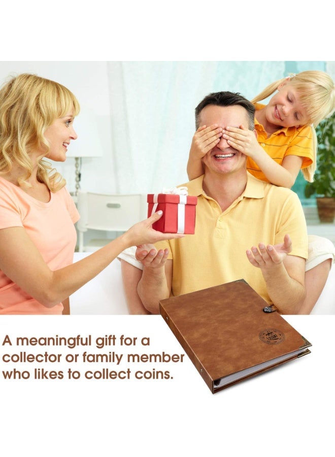 ألبوم لحفظ العملات مع 150 جيبًا لعملات معدنية و240 جيبًا لعملات ورقية، حافظة مصنوعة من جلد PU لحفظ العملات، كتاب تخزين العملات، حافظة ألبوم-03 - Image 4