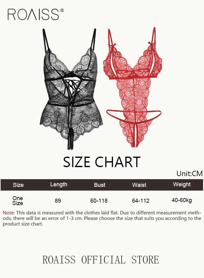 roaiss 2 Pack of Bodysuit for Women Lace Lingerie Babydoll Gift for Wife - Image 2