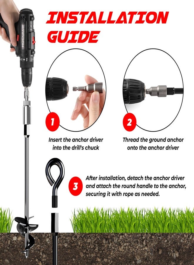 K-Brands 15" Ground Anchors Screw-in - Heavy Duty for High Winds - Ground Stakes - Earth Anchors for Sheds, Swing Sets, Tents, Trampolines, Gazebos, Carports, and Hurricane Tie-Downs - Image 5
