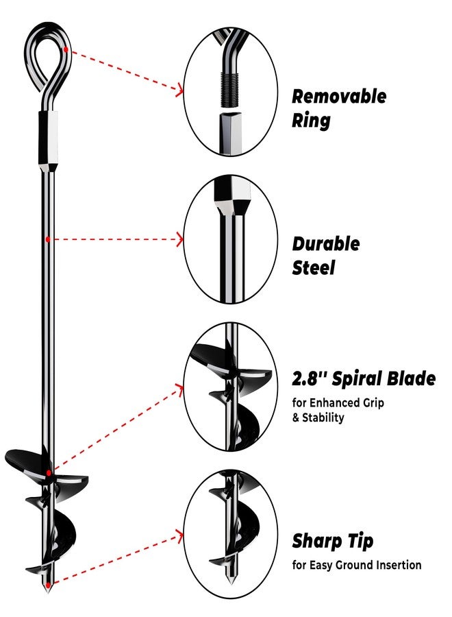 K-Brands 15" Ground Anchors Screw-in - Heavy Duty for High Winds - Ground Stakes - Earth Anchors for Sheds, Swing Sets, Tents, Trampolines, Gazebos, Carports, and Hurricane Tie-Downs - Image 4