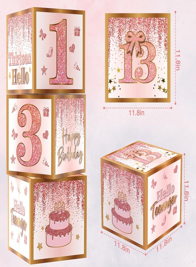 RTHPY 13th Birthday Decorations for Girls,13 Year Old Boxes Decor for Girls Women Happy official 13th teenager Birthday Kits Pink Rose Gold Number 13 Foil Balloons Party Supplies Rose Gold Tassel Curtain - Image 3