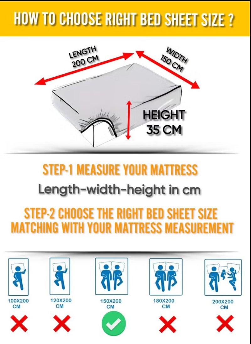 Blueberry طقم ملاءات سرير مزدوج مخطط باللون الأسود من القطن 3 قطع بجيب عميق 150x200+35 سم - Image 4