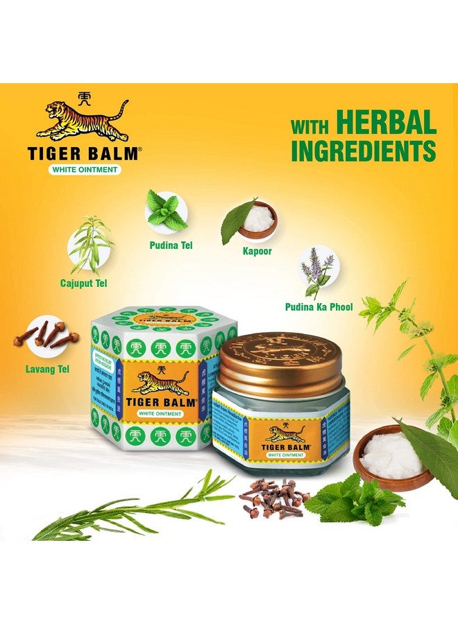 Tiger Balm مرهم تايجر بال الأبيض | 21 مل لكل منهما | عبوة من 4 | مرهم آيورفيدي لتخفيف الألم | لتخفيف سريع وفعال من الصداع، انسداد الأنف، احتقان الأنف | عبوة كومبو - Image 3