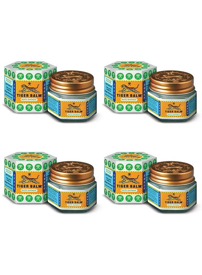 Tiger Balm مرهم تايجر بال الأبيض | 21 مل لكل منهما | عبوة من 4 | مرهم آيورفيدي لتخفيف الألم | لتخفيف سريع وفعال من الصداع، انسداد الأنف، احتقان الأنف | عبوة كومبو - Image 1