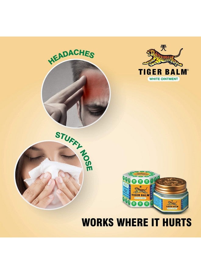 Tiger Balm مرهم تايجر بال الأبيض | 21 مل لكل منهما | عبوة من 4 | مرهم آيورفيدي لتخفيف الألم | لتخفيف سريع وفعال من الصداع، انسداد الأنف، احتقان الأنف | عبوة كومبو - Image 4