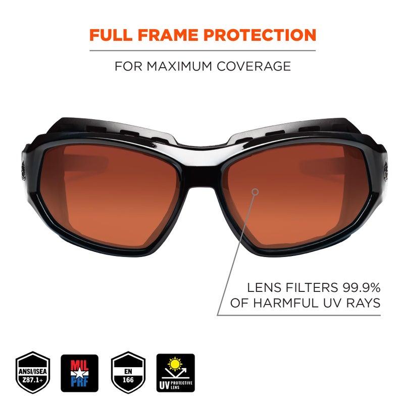 Ergodyne Skullerz Loki Convertible Safety Spoggles Glasses, Polarized Copper Lens-Includes Gasket and Strap to Convert to Goggle - Image 2