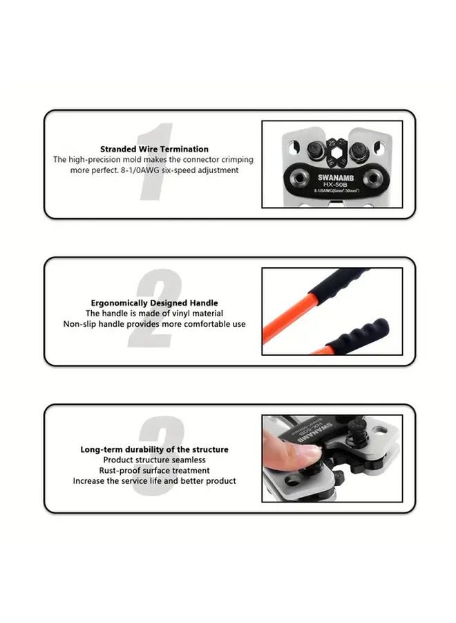 HX 50B Crimping Pliers With 60PCS SC Terminal Kit For Copper And Aluminum Cables - Image 5
