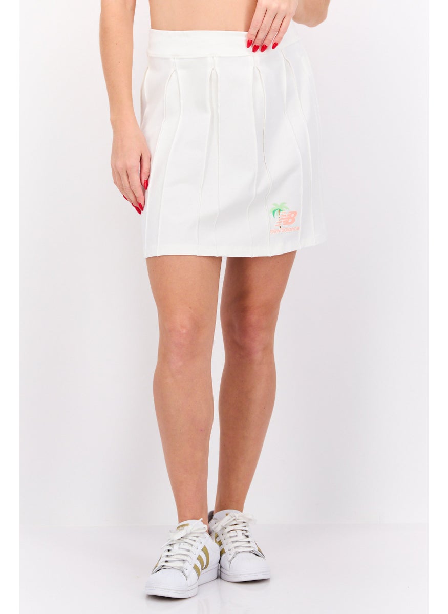 New Balance Women Sportwear Fit Brand Logo Tennis  Skirt, White  - Image 1