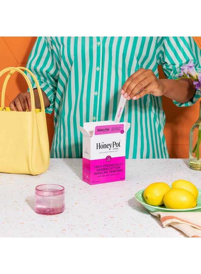 the Honey Pot company The Honey Pot Company - Regular Absorbency - 54ct - 100% Organic Tampons w/Bio Plastic Applicator - Feminine Care - Natural, Plant-Based - Unscented Tampons - 18 Count - Pack of 3  - Image 2