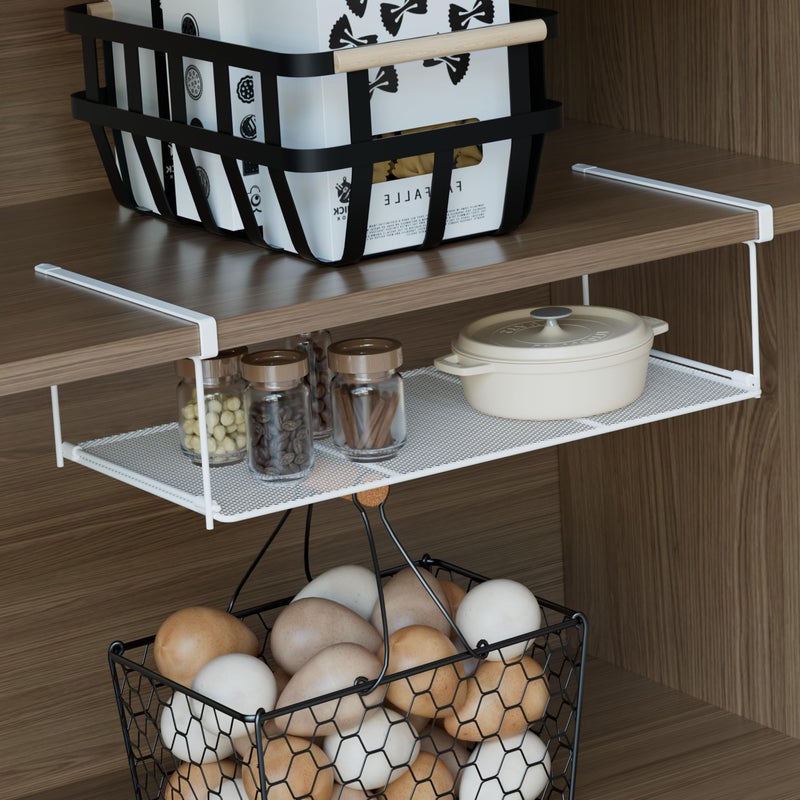 MATIMASU Foldable Metal Under Cabinet Organizer,Multi-Functional Hanging Storage Rack for Aluminum Foil,Plastic Wrap,Kitchen Wipes,Space-Saving,Tool-Free Install,Rust-Resistant,Ideal for Kitchen (Black) - Image 5