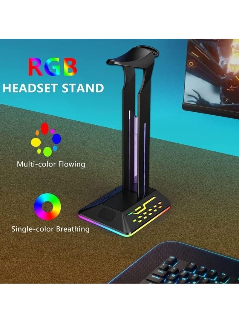 General Headphone Stand Headphone Holder RGB Headphone Holder Rack Gaming Headphone Display Stand Type-C Port Dual USB Output Headphone Stand Headphone Holder  - Image 3